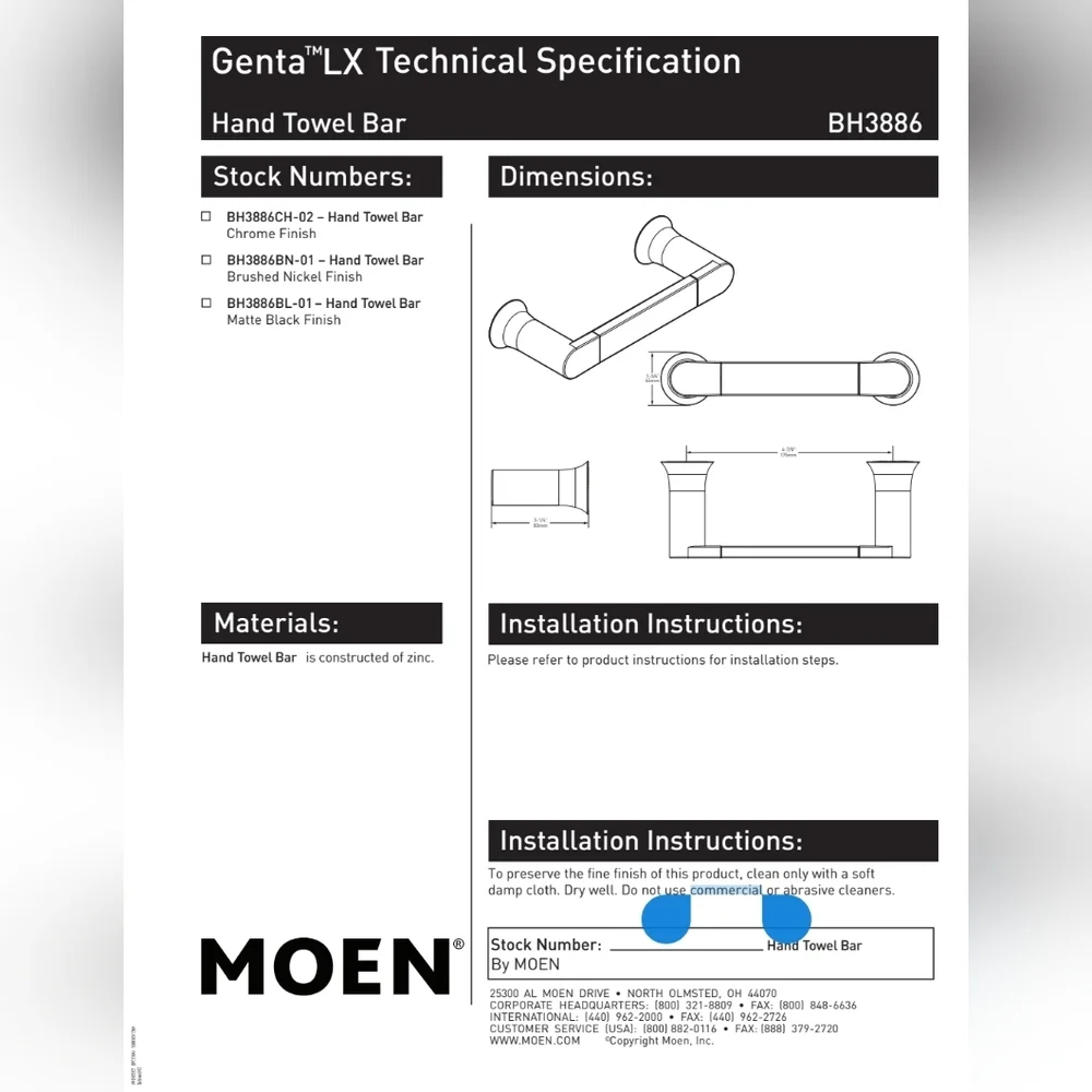 Moen Genta LX Chrome Bathroom 3 piece set